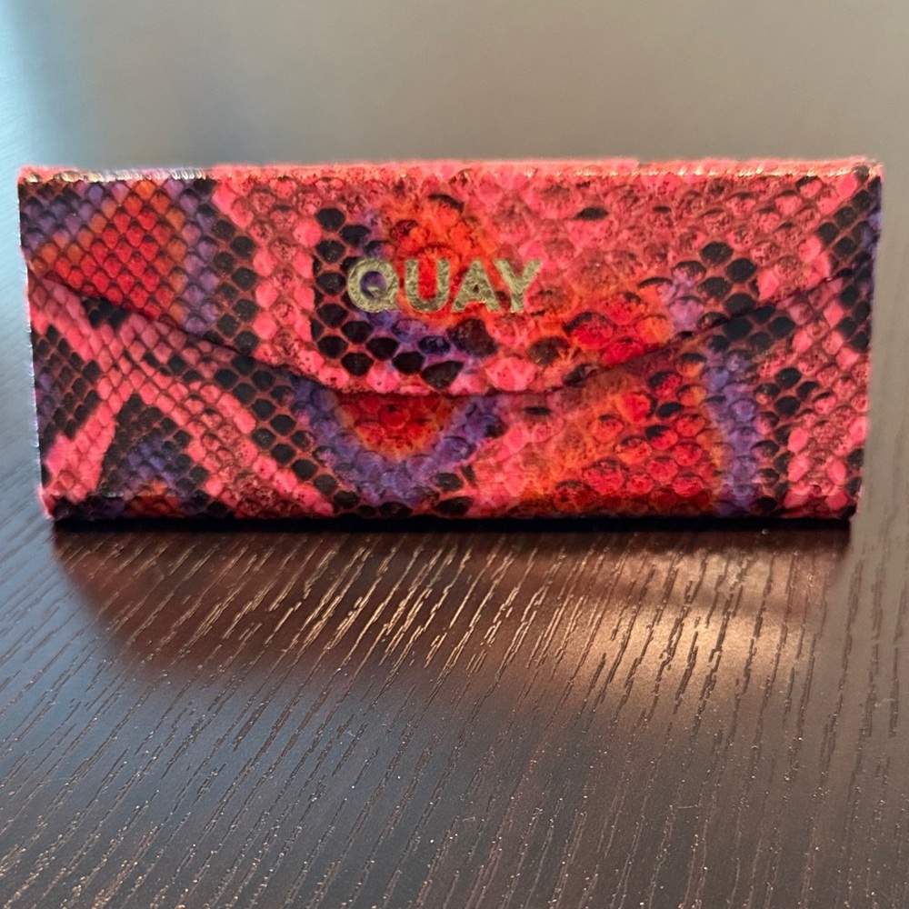 Quay Australia Red and Purple Snake Print Sunglass Case